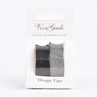 Creativ Company Design Tape 2 Rollen einfarbig schwarz und silberfarbig glitzernd 15mm Breite