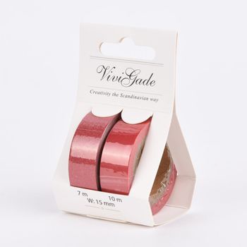Creativ Company Design Tape 2 Rollen einfarbig rot glitzernd 15mm Breite