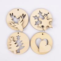 Creativ Company 2-in-1 Deko Hänger 4 Weihnachtsmotive 8 Stück Holz natur 7x7cm