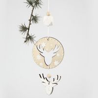 Creativ Company 2-in-1 Deko Hänger 4 Weihnachtsmotive 8 Stück Holz natur 7x7cm