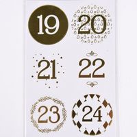 Creativ Company Sticker Zahlen 24 Stück Rund weiß goldfarbig verschiedene Designs