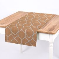 Gardinenstoff Dekostoff Digitaldr. Geometrie Sechseck gelb beige 1.4m