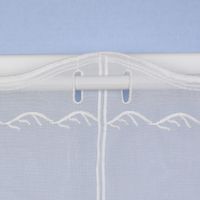 Stickerei-Scheibengardine transparent und nähfrei Hirschen und Herzen