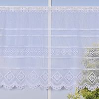 Wirk-Panneaux Scheibengardine Wirkware transparent Blumen weiß 45cm