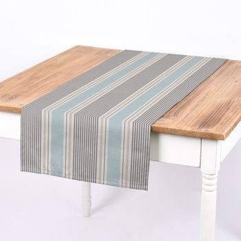 SCHÖNER LEBEN. Tischläufer STUDIO G Streifen Mineral blau grau