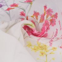 Gardinenstoff Batistoptik halb-transparent Frühlingsblumen 140cm