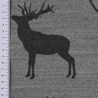 Dekostoff Landhausstoff Plaidstoff Wendestoff Cosy Hirschen grau 1.40m