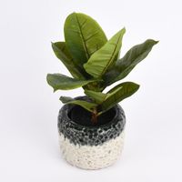 Pflanztopf Kugelmuster geprägt Ton grau weiß 14.5x11.5cm