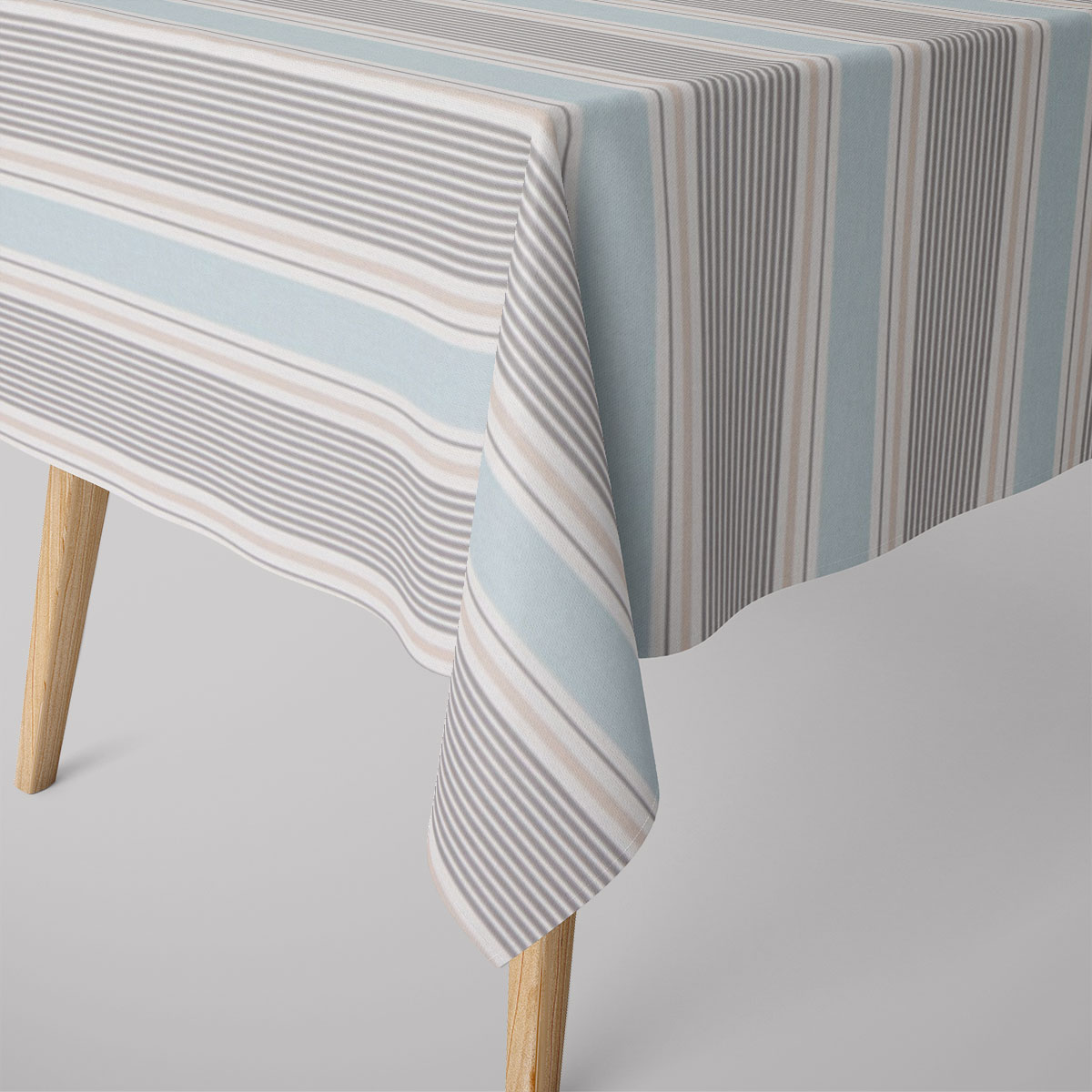 SCHÖNER Tischdecke STUDIO G Baumwollstoff Streifen Mineral blau grau  verschiedene Größen