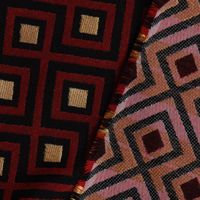 Dekostoff Jacquard-Stoff Art Deco Rauten Retro rot schwarz gold 140cm