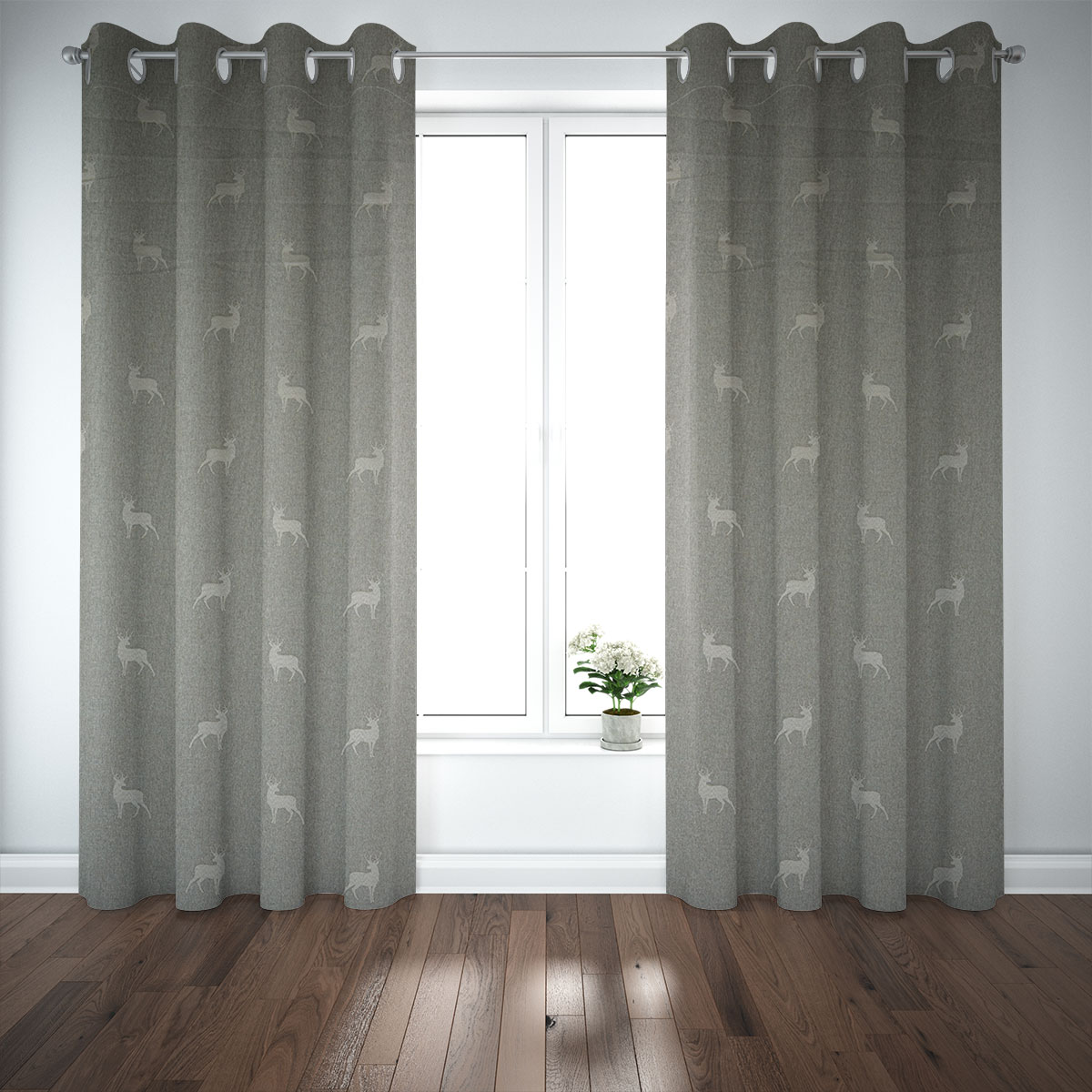Dekostoff Landhausstoff Wendestoff Hirsche beige braun türkis 1.40m