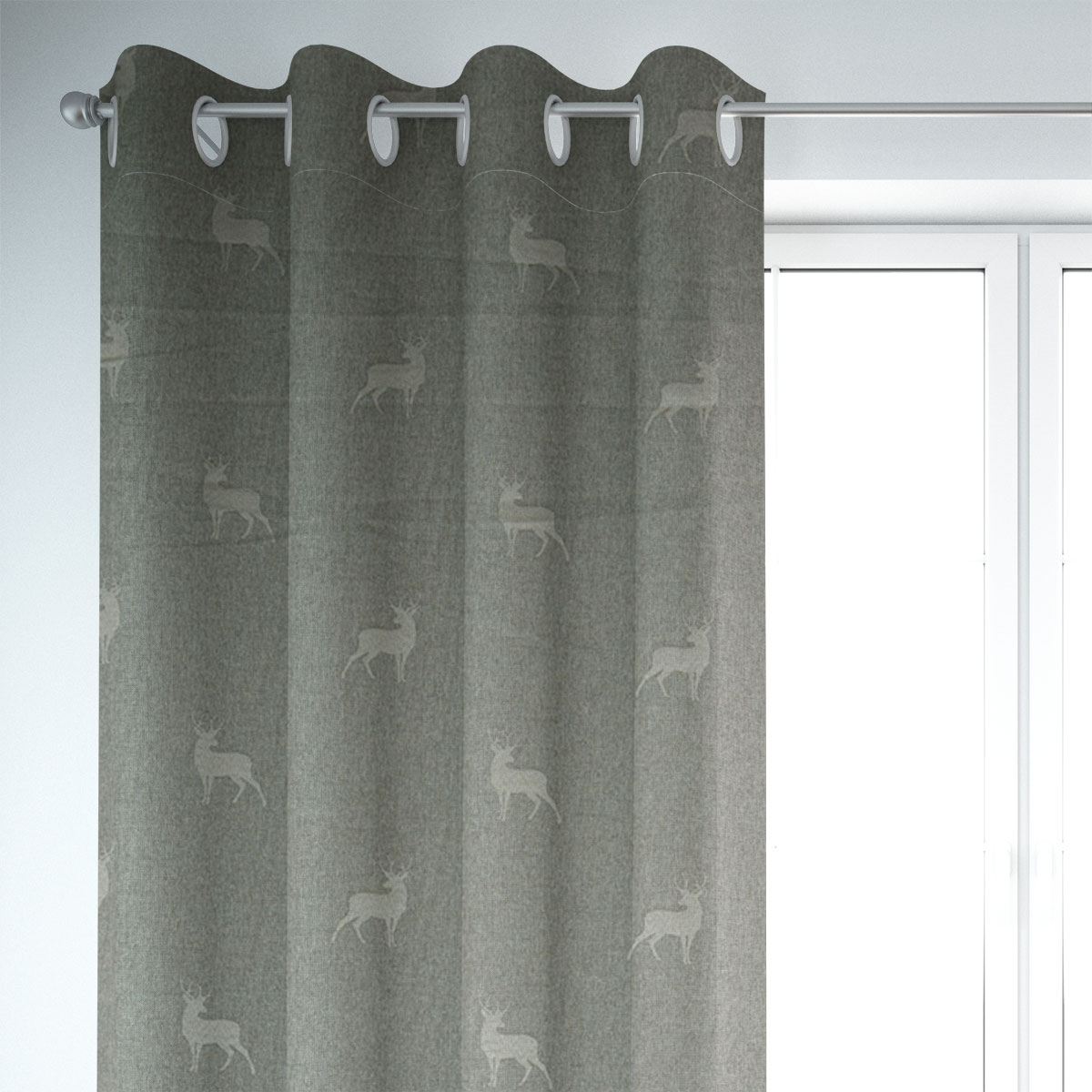 Dekostoff Landhausstoff Wendestoff Hirsche beige braun türkis 1.40m