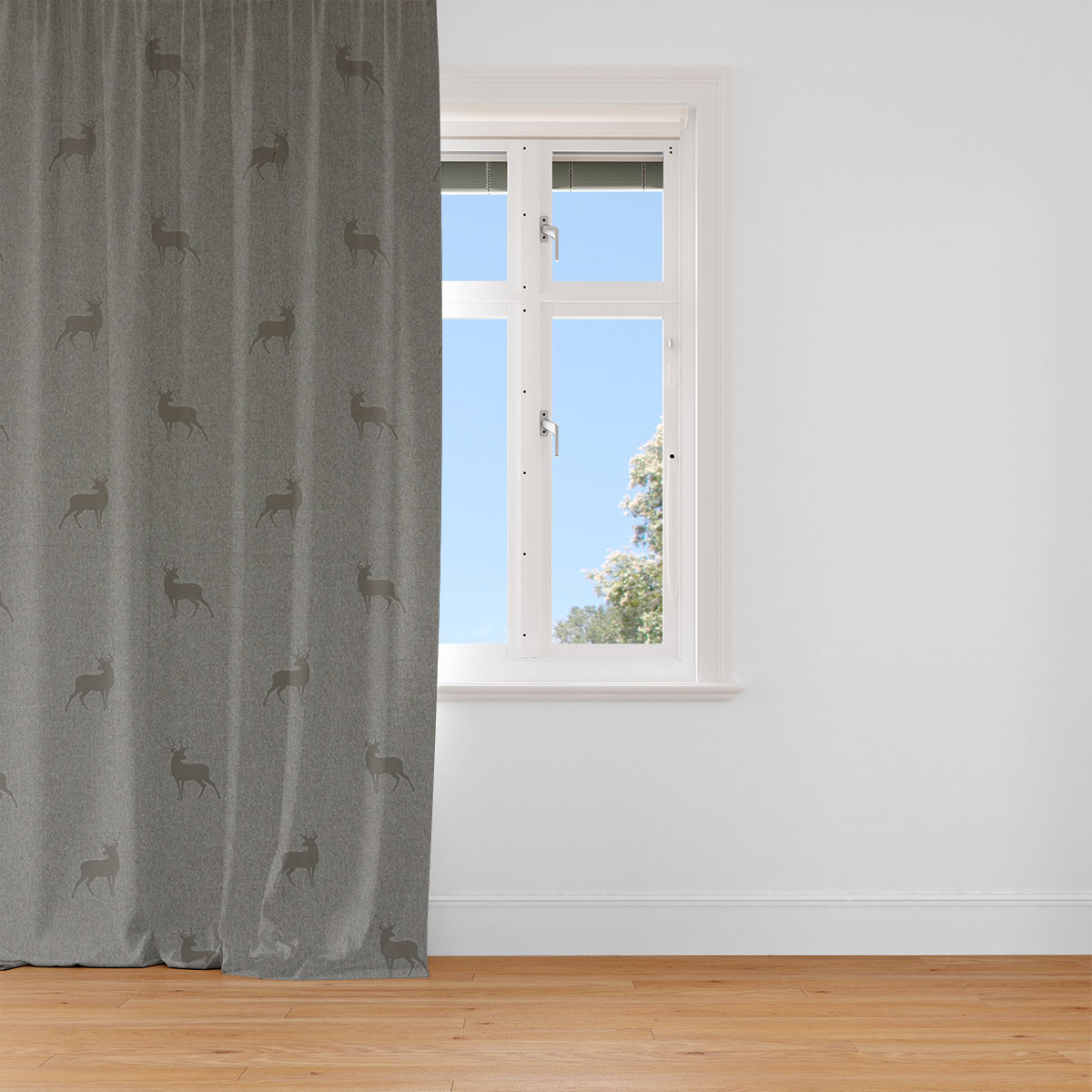 Dekostoff Landhausstoff Wendestoff Hirsche beige braun türkis 1.40m