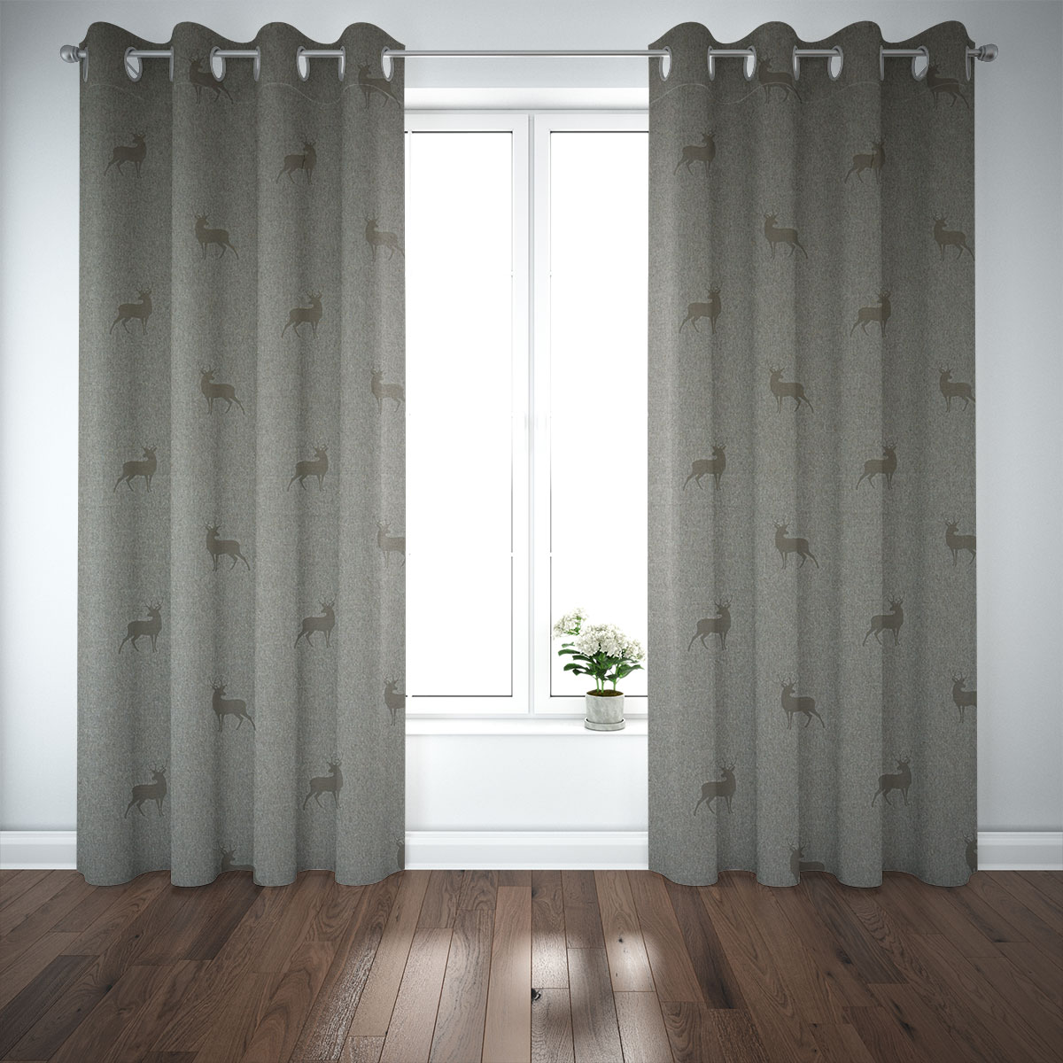 Dekostoff Landhausstoff Wendestoff Hirsche beige braun türkis 1.40m