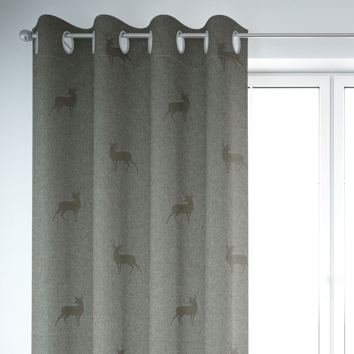 Dekostoff Landhausstoff Wendestoff Hirsche beige braun türkis 1.40m