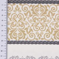 Dekostoff Landhausstoff Streifen Ornamente ecru grau beige 160cm