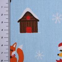 Dekostoff Halbpanama Kinderstoff Winterstoff Tiere hellblau 140cm