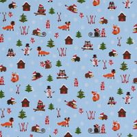 Dekostoff Halbpanama Kinderstoff Winterstoff Tiere hellblau 140cm