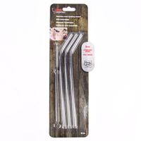 Trinkhalm 3er Set mit Reinigungsbürste Edelstahl 21cm