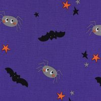 Baumwollstoff Halloween Spinne Fledermaus Sterne lila schwarz grau ora