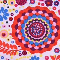 Faschingsstoff Polyester Blumen Herz Punkte rosa bunt 1.5m Breite