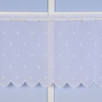 Stickerei-Panneaux Scheibengardine Batistoptik Rosen weiß 47cm