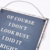 Clayre & Eef Schild Busy Metall blau weiß 19x24cm