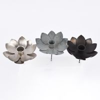 Kerzenhalter Blume für Stabkerzen Metall silberfarben 12cm