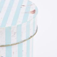 Aufbewahrungsdose Retro Tea Blech hellblau weiß 16x22cm