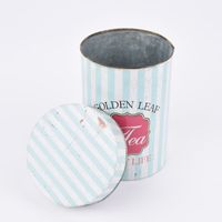 Aufbewahrungsdose Retro Tea Blech hellblau weiß 16x22cm
