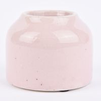 Kleine Vase rustikal einfarbig rosa Keramik 9x7cm