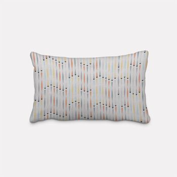 SCHÖNER LEBEN. Kissenhülle geom. Stäbchen beige blau gelb orange gra
