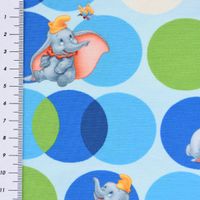 Baumwolljersey Digitaldruck Disney Dumbo Kreise blau grün creme 1.5m