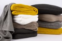 Strickplaid Wolle einfarbig sandfarben 130x170cm