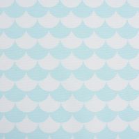 Gardinenstoff Dekostoff Wellen Schuppen blau hellblau 1.4m Breite