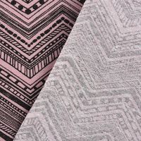 Gardinenstoff Dekostoff Chevron Zacken Inka rosa schwarz 1.4m Breite