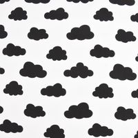 Gardinenstoff Dekostoff Wolken weiß schwarz 1.4m Breite
