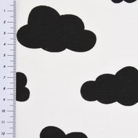 Gardinenstoff Dekostoff Wolken weiß schwarz 1.4m Breite