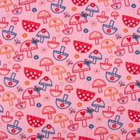 Baumwolljeresy BIPP Design Pilze Blumen Schmetterling rosa rot blau or