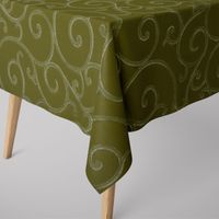 SCHÖNER LEBEN. Tischdecke Ornamente Schnörkel Lurex grün silber