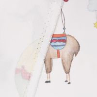 SCHÖNER LEBEN. Kissenhülle Lamarama Lamas. Pandas und Heißluftballons