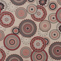 Dekostoff Halbpanama Leinenlook Mandalas natur rot 1.40m Breite