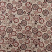 Dekostoff Halbpanama Leinenlook Mandalas natur rot 1.40m Breite