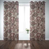 Dekostoff Halbpanama Leinenlook Mandalas natur rot 1.40m Breite