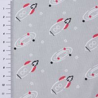 Baumwollstoff FUBOZ Rakete Galaxie Stern grau weiß rot schwarz 1.50m