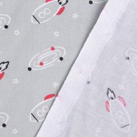 Baumwollstoff FUBOZ Rakete Galaxie Stern grau weiß rot schwarz 1.50m