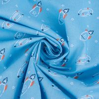 Baumwollstoff FUBOZ Rakete Galaxie Stern blau orange weiß 1.50m Breite