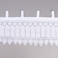 Häkelspitze Häkelgardine Panneaux Herzchen Meterware mit Schlaufen weiß 25cm Höhe