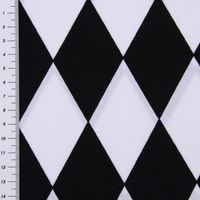 Faschingsstoff Polyester Raute weiß schwarz 1.5m Breite