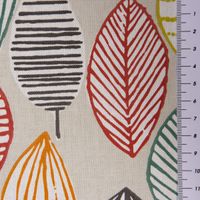 SCHÖNER LEBEN. Tischdecke Canyon Blätter beige braun grün rot